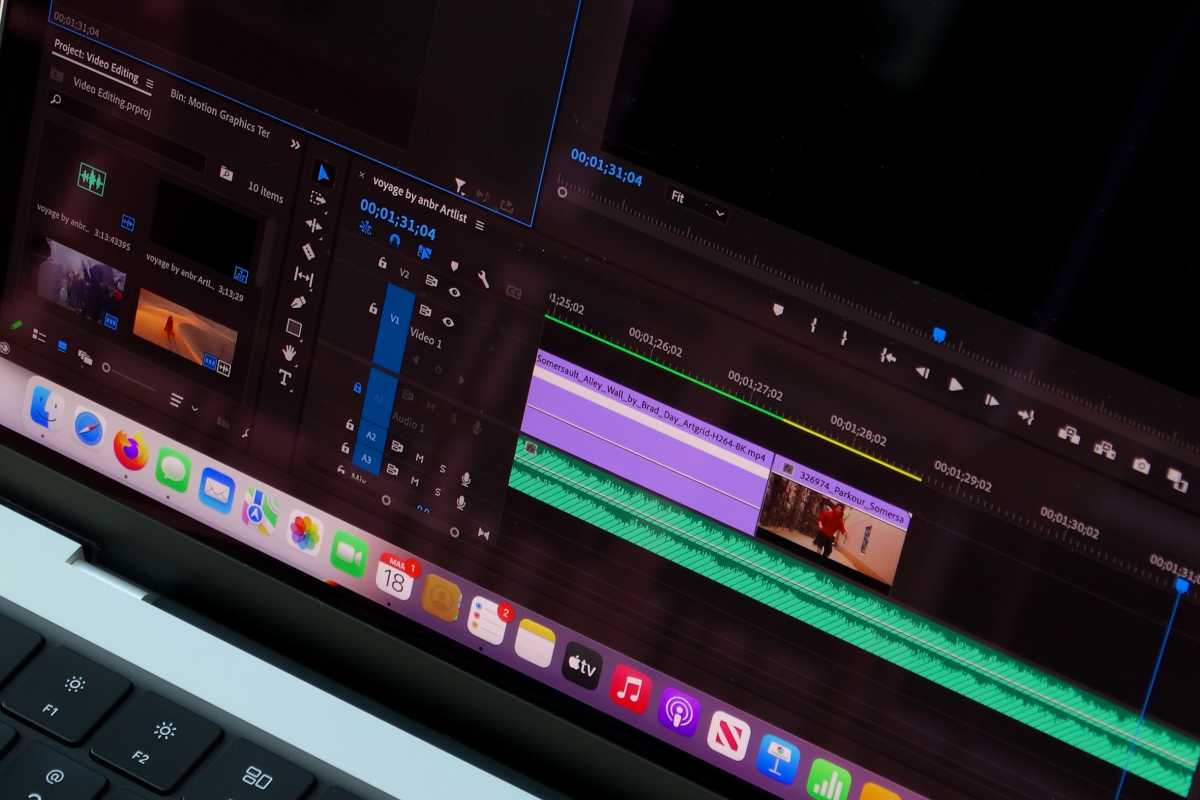 Adobe Premiere menus on a MacBook