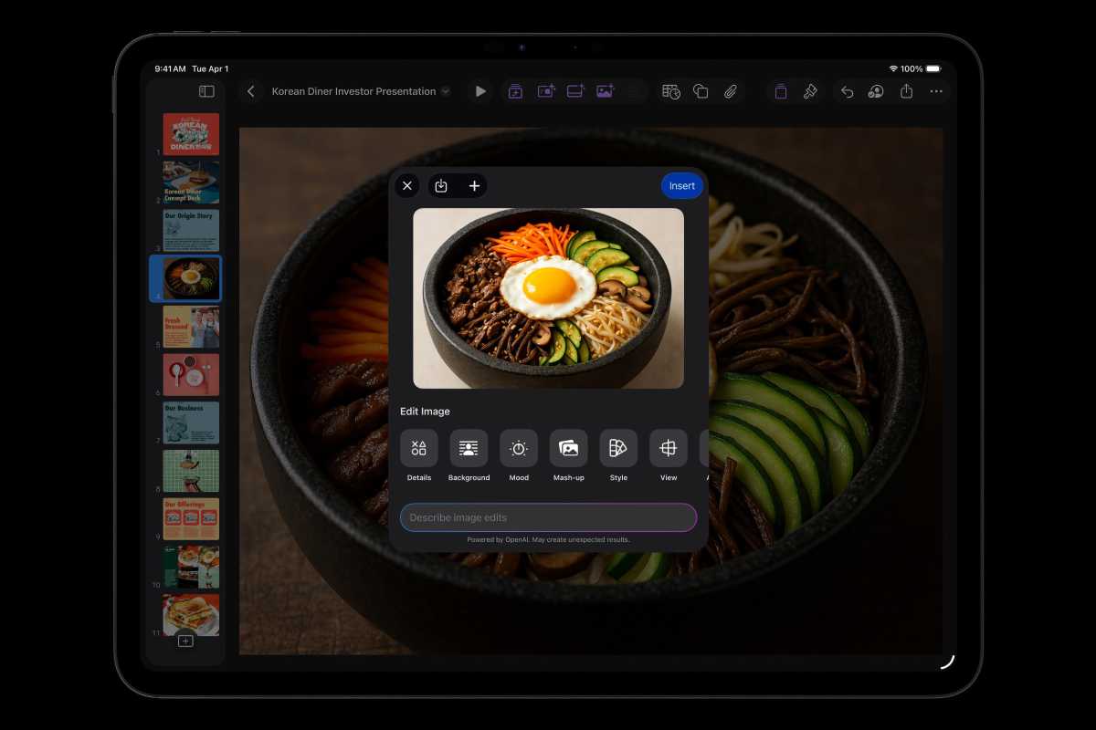 Apple Creator Studio Ai features on an iPad