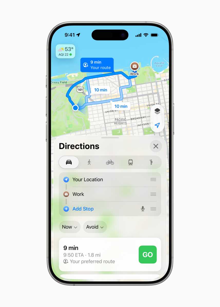 Apple WWDC25 iOS 26 Maps preferred routes 250609