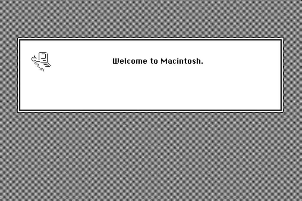 Mac System 7 Welcome to Macintosh start screen