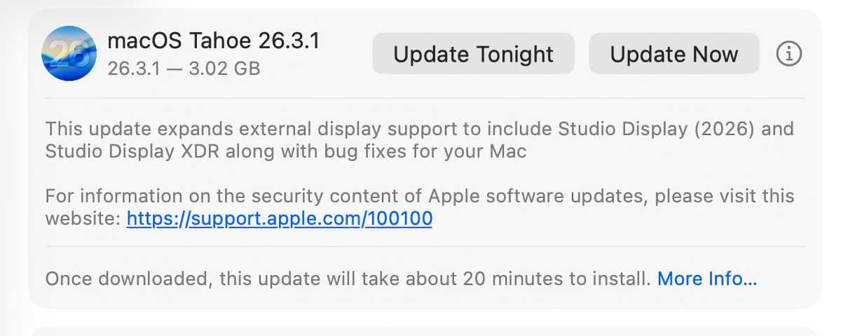 macOS Tahoe 26.3.1