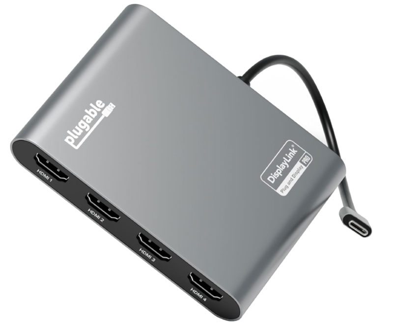 Plugable USB-C Quad 4K HDMI Adapter 