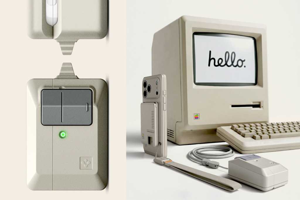 Spigen Classic LS Retro Macintosh iPhone AirPods Wallet Strap