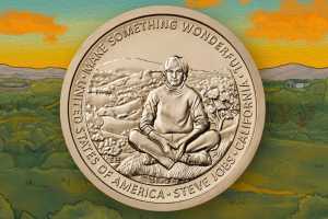 Steve Jobs immortalized in 'criss-cross' pose on $1 coin