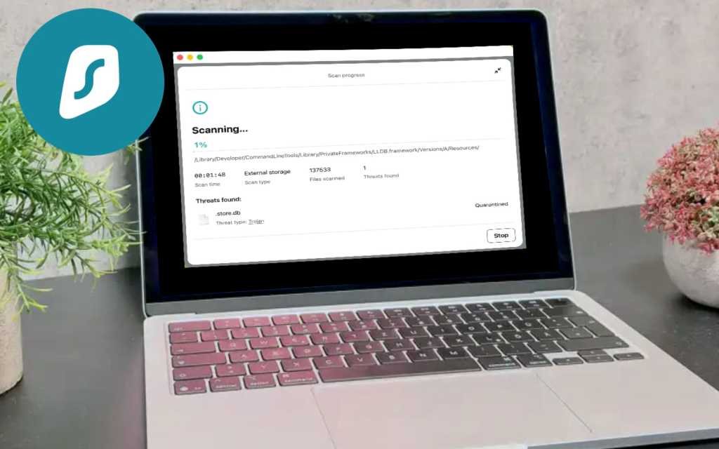 Surfshark One Antivirus on a MacBook